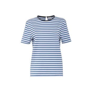 Blue striped short sleeve navy blue