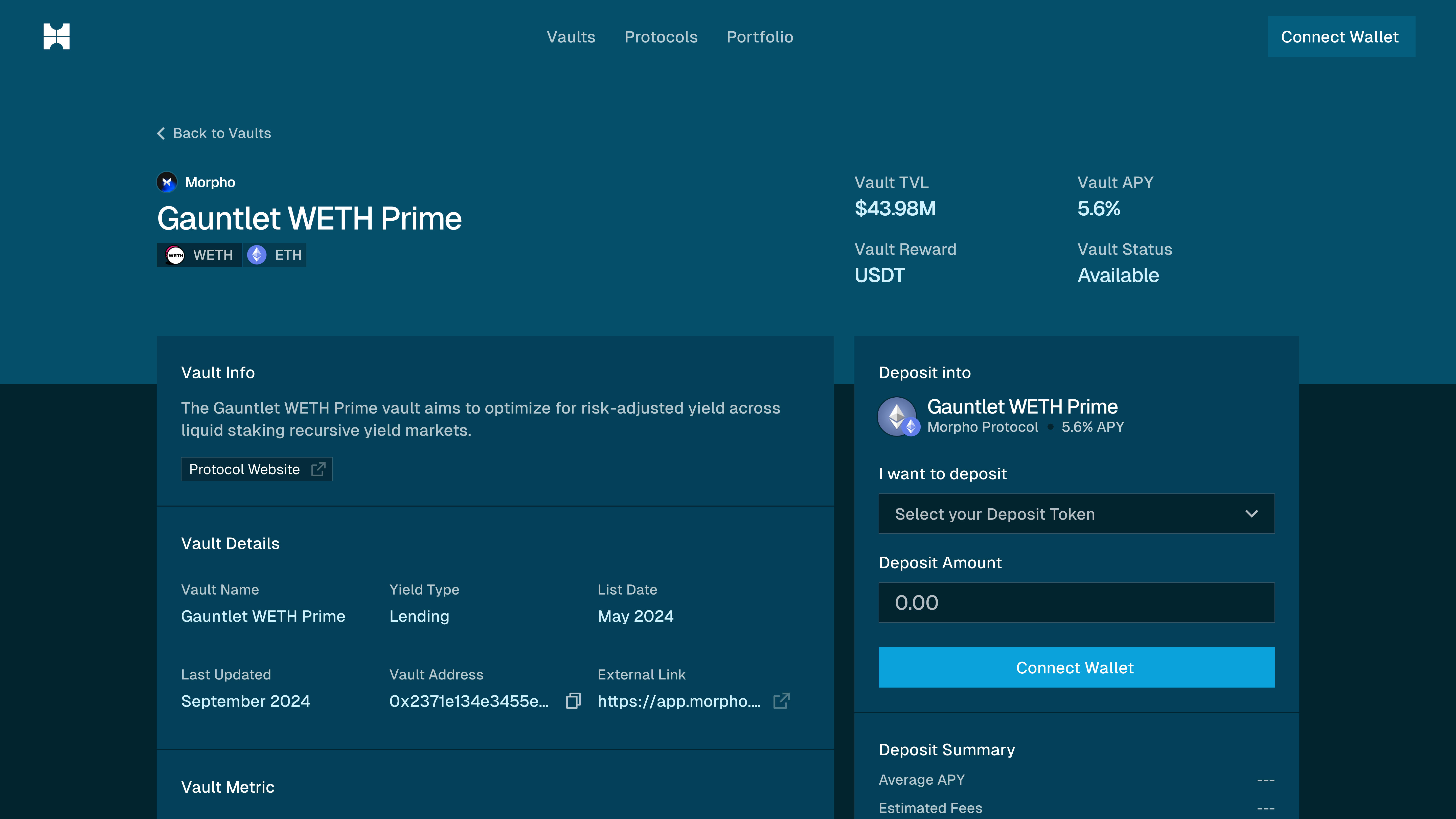 vault page design