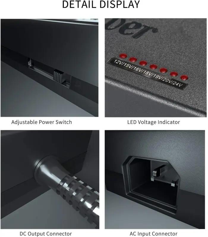 Chargeur Universel PC Portable 100W 12-24V Avec 8 Embouts Interchangeables – Compatible Lenovo, HP, Dell, Asus, Toshiba, Sony thumbnail 10