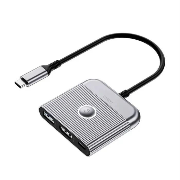Adaptateur USB-C 3-En-1 WiWU HB002 – HDMI 4K, USB 3.0 Et USB-C Power Delivery thumbnail 4
