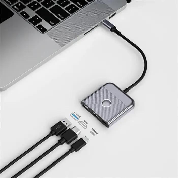 Adaptateur USB-C 3-En-1 WiWU HB002 – HDMI 4K, USB 3.0 Et USB-C Power Delivery thumbnail 6