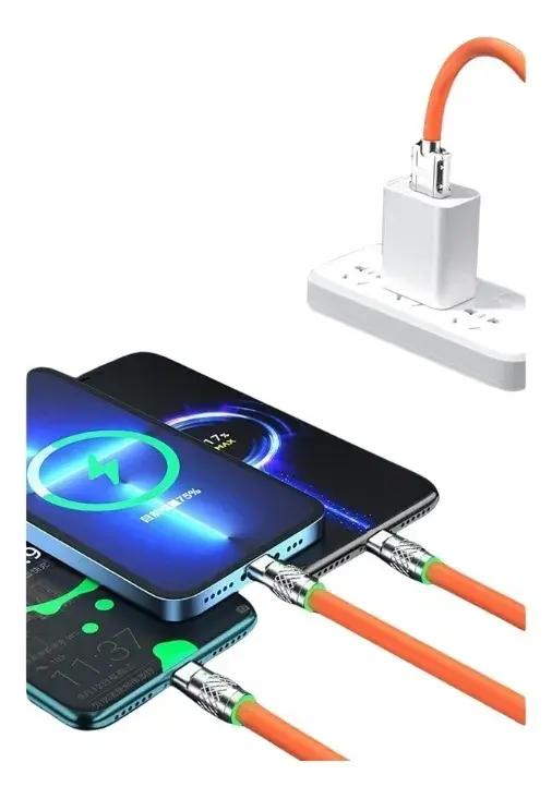 Câble De Charge Rapide 120W Universel Lightning - USB-C - MicroUSB – Câble Tressé Anti-Entortillement Haute Vitesse thumbnail 3