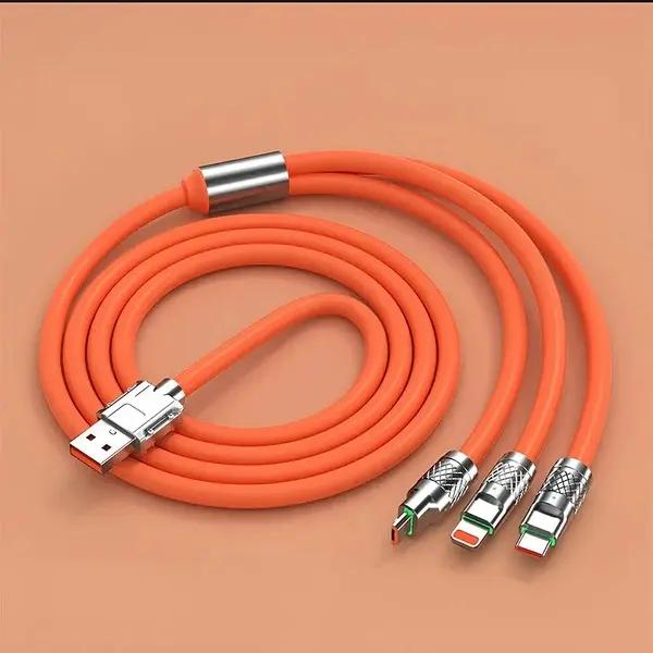 Câble De Charge Rapide 120W Universel Lightning - USB-C - MicroUSB – Câble Tressé Anti-Entortillement Haute Vitesse thumbnail 4