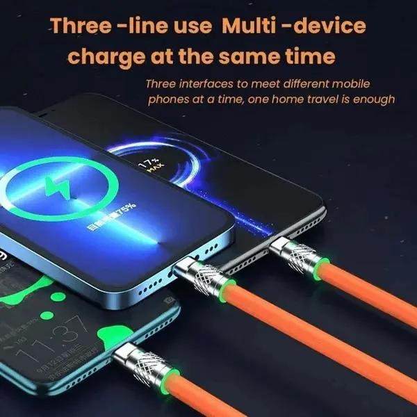 Câble De Charge Rapide 120W Universel Lightning - USB-C - MicroUSB – Câble Tressé Anti-Entortillement Haute Vitesse thumbnail 7