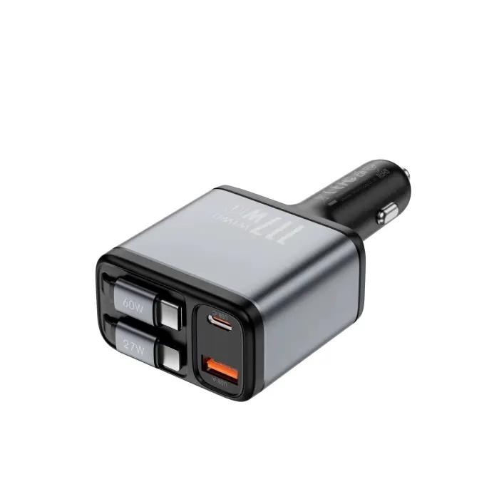 Chargeur Voiture WiWU Exeed 117W QC+PD Avec Triple Sortie Et Câbles Rétractables Original thumbnail 4
