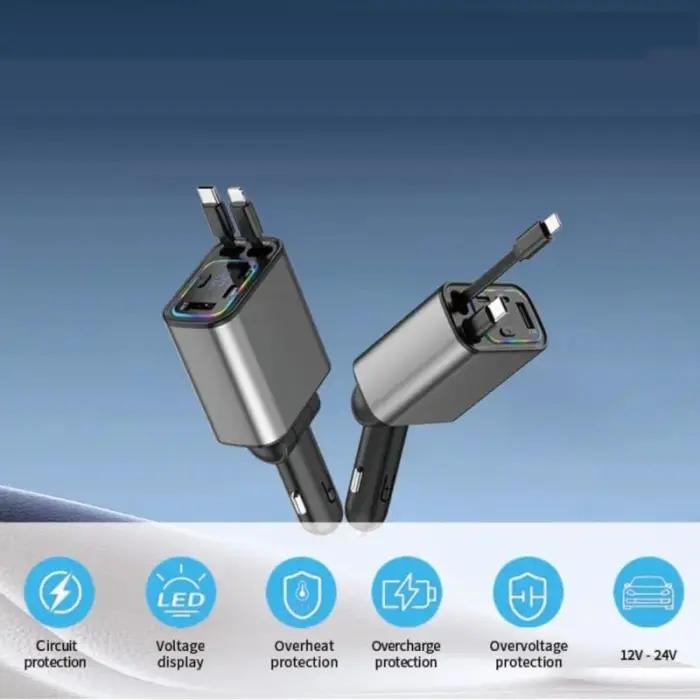 Chargeur De Voiture Rétractable Ultra Rapide120 W - Q9 thumbnail 3