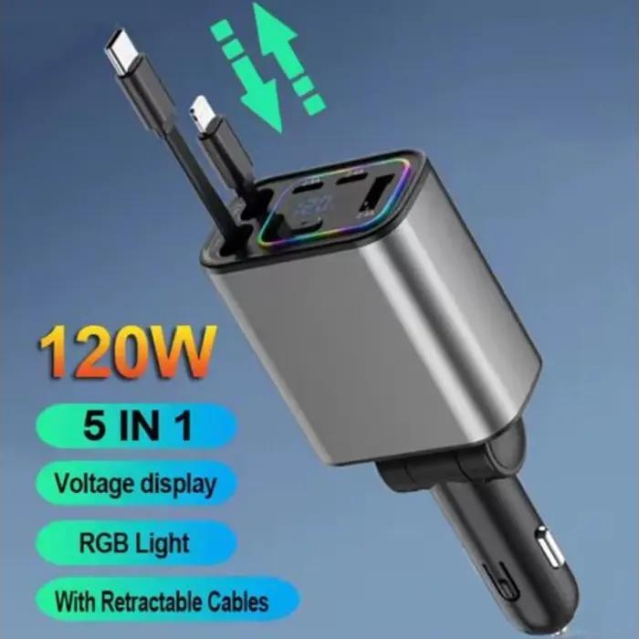 Chargeur De Voiture Rétractable Ultra Rapide120 W - Q9 thumbnail 4