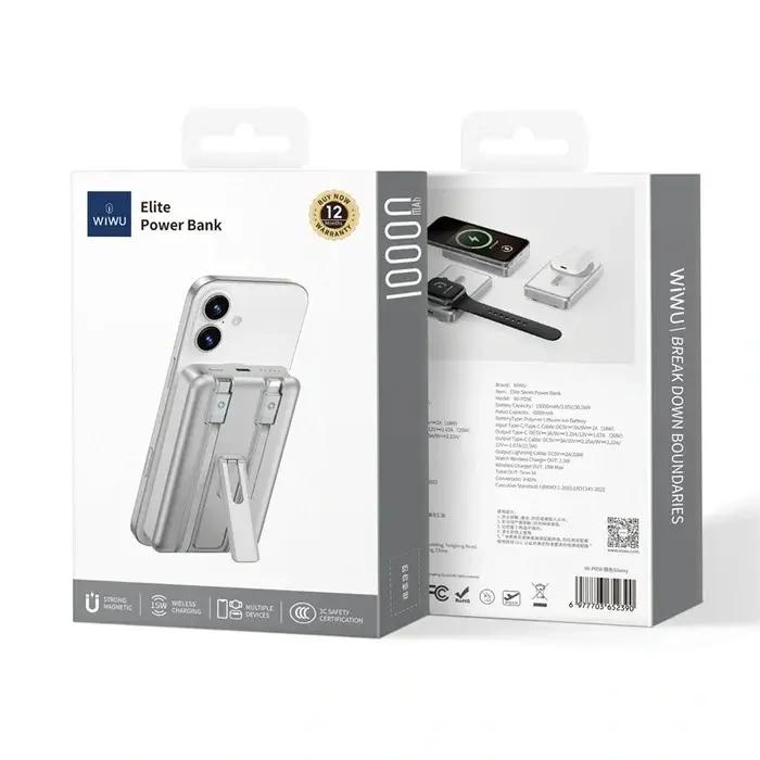 WIWU Elite 10000mAh – Power Bank Magsafe Multifonction Avec Câbles Intégrés Original thumbnail 5