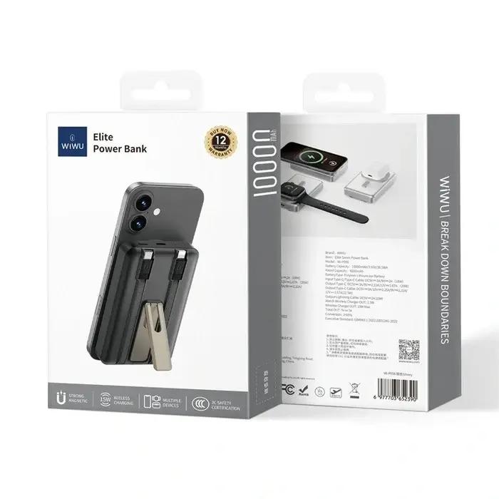 WIWU Elite 10000mAh – Power Bank Magsafe Multifonction Avec Câbles Intégrés Original thumbnail 8