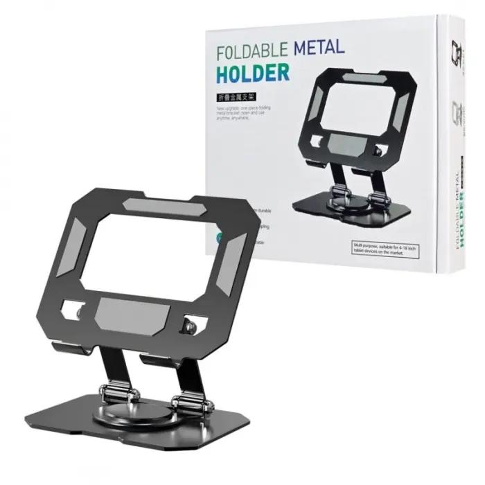 Support Tablette Métallique Réglable 360° – Universel 4 À 16 Pouces – Foldable Metal Holder thumbnail 3
