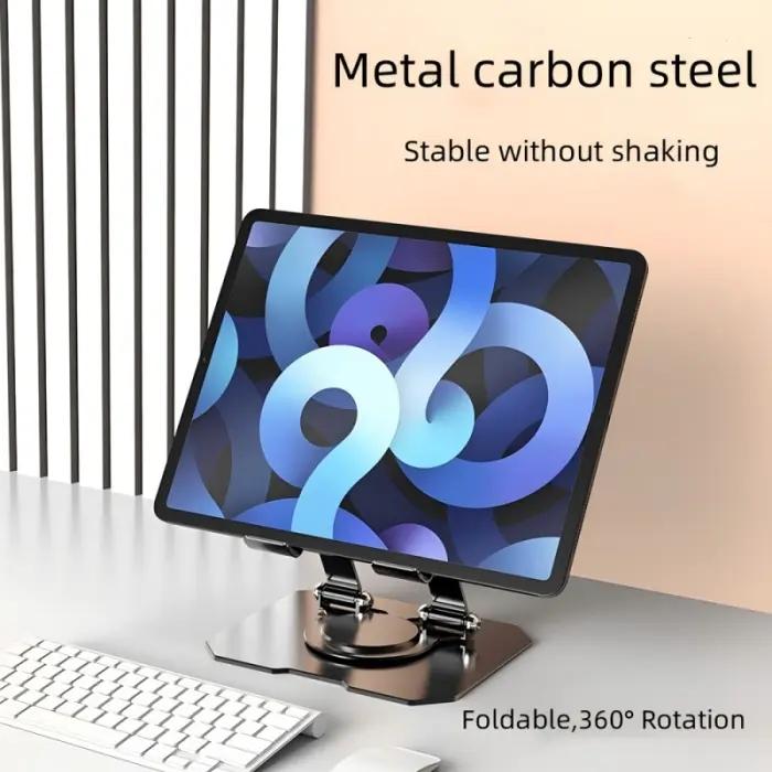 Support Tablette Métallique Réglable 360° – Universel 4 À 16 Pouces – Foldable Metal Holder thumbnail 4