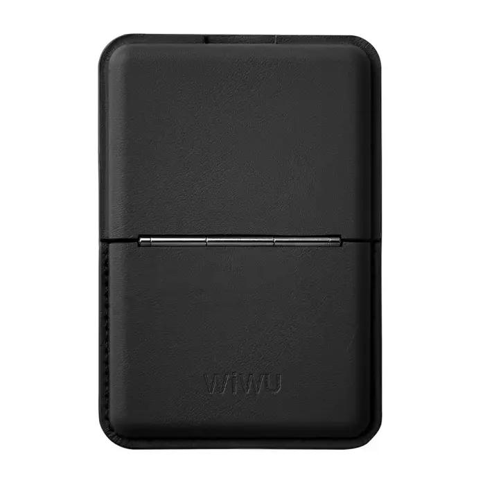 Porte‑Cartes Magnétique WiWU MW-001 Avec Support – Compatible MagSafe, 3 Cartes, PU Noir thumbnail 3
