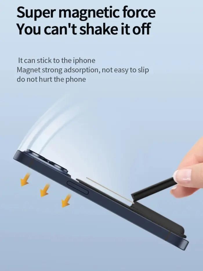 Porte‑Cartes Magnétique WiWU MW-001 Avec Support – Compatible MagSafe, 3 Cartes, PU Noir thumbnail 4