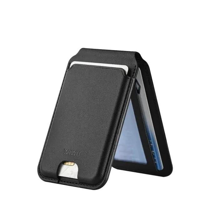Porte-Cartes MagSafe En Cuir PU Avec Support Multi-Angles – WiWU Mag Wallet Pro Compatible IPhone 12 À 16 thumbnail 4