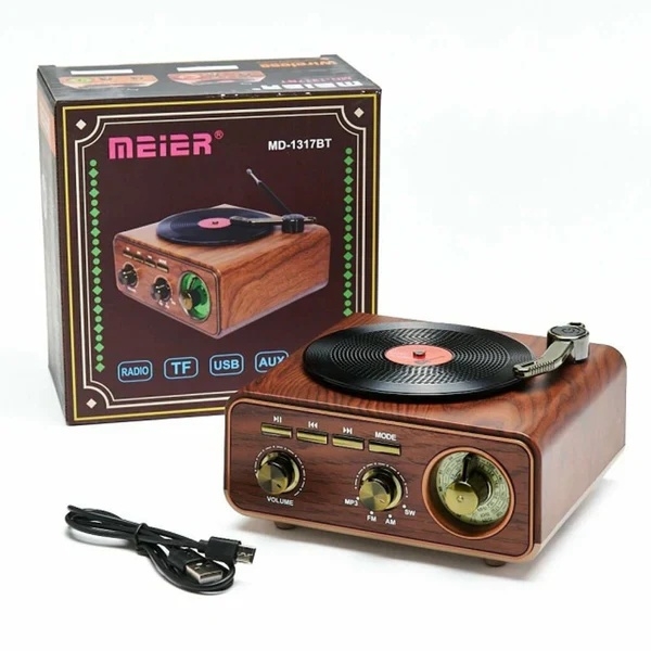 Radio Rétro Bluetooth MD-1317BT – Design Phonographe Vintage, FM-AM-SW, USB, MicroSD Et AUX thumbnail 2