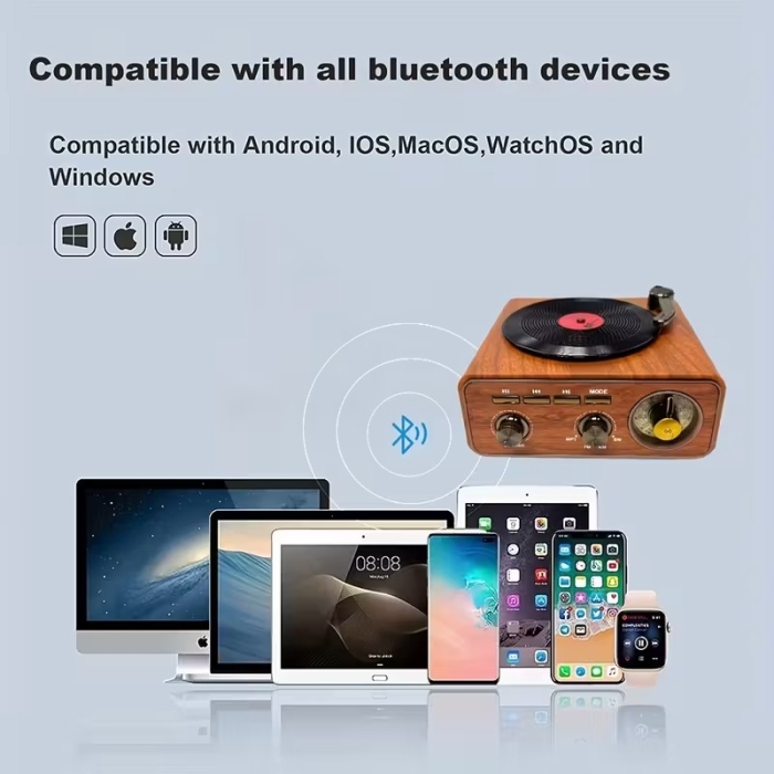 Radio Rétro Bluetooth MD-1317BT – Design Phonographe Vintage, FM-AM-SW, USB, MicroSD Et AUX thumbnail 9