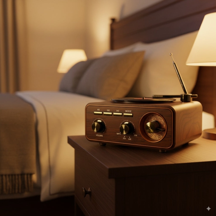 Radio Rétro Bluetooth MD-1317BT – Design Phonographe Vintage, FM-AM-SW, USB, MicroSD Et AUX thumbnail 11