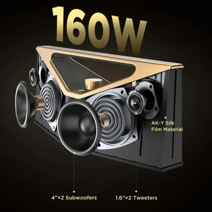 BUGANI Brief Pro – Enceinte Haut-Parleur Bluetooth 160W Portable, Baffle Audio Haute Résolution, Résistante À L’Eau IPX5, TWS, AUX-USB-C, Autonomie 12H thumbnail 8