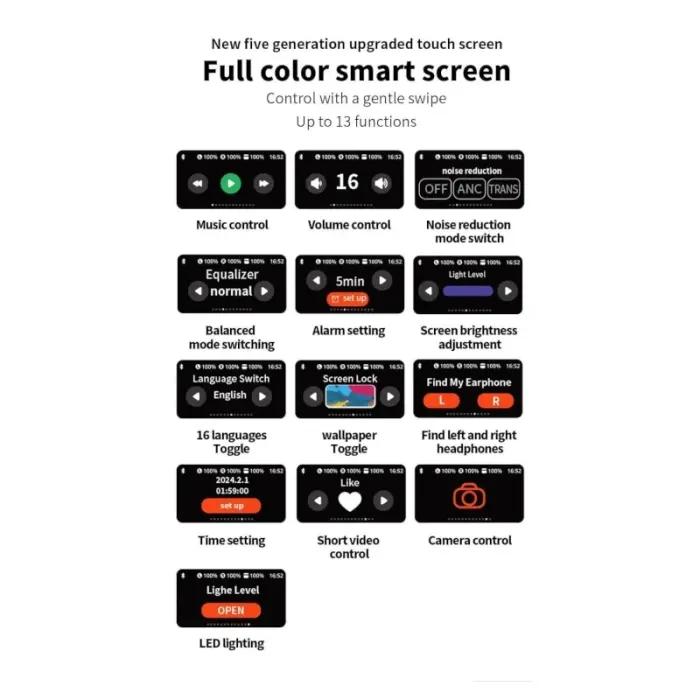 Écouteurs Sans Fil SAIYA T80 ANC Pro – 6ᵉ Génération, Écran Tactile, Réduction De Bruit Active, Son Premium thumbnail 8