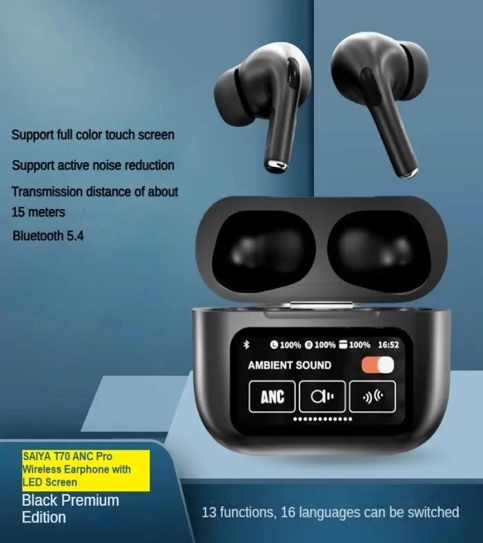Écouteurs Sans Fil SAIYA T70 ANC Pro – Bluetooth 5.3, Écran LED, Son Hi-Fi, Réduction De Bruit thumbnail 2