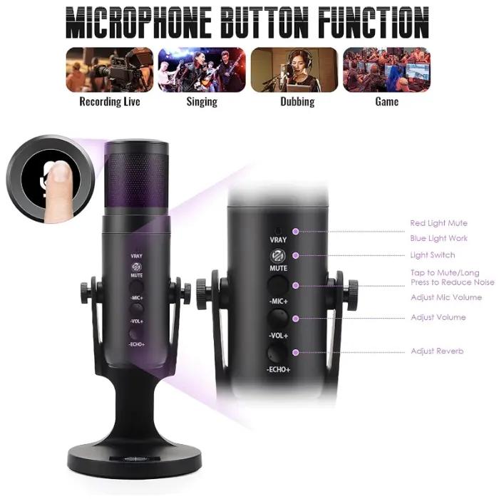 Microphone À Condensateur USB Jmary MC-PW9 RGB thumbnail 3
