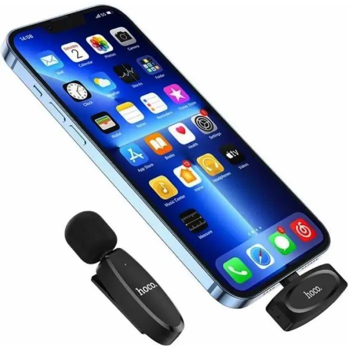 Microphone Cravate Sans Fil HOCO Wireless Digital L15, Version Lightning Pour IPhone thumbnail 5