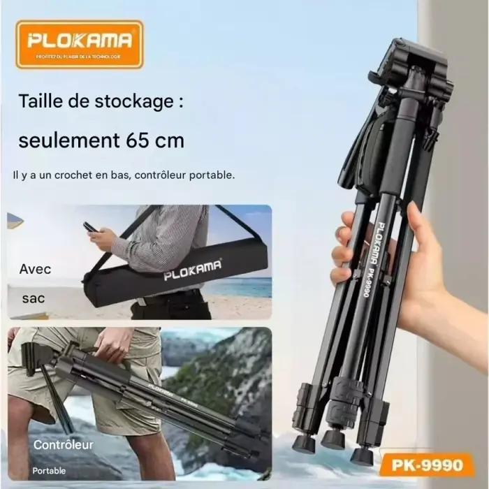Trépied Professionnel PLOKAMA PK-9990 180 Cm – Compatible Appareils Photo, Caméras Et Smartphones thumbnail 7