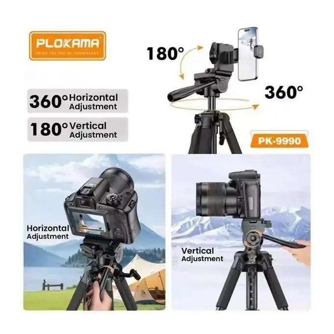 Trépied Professionnel PLOKAMA PK-9990 180 Cm – Compatible Appareils Photo, Caméras Et Smartphones thumbnail 11