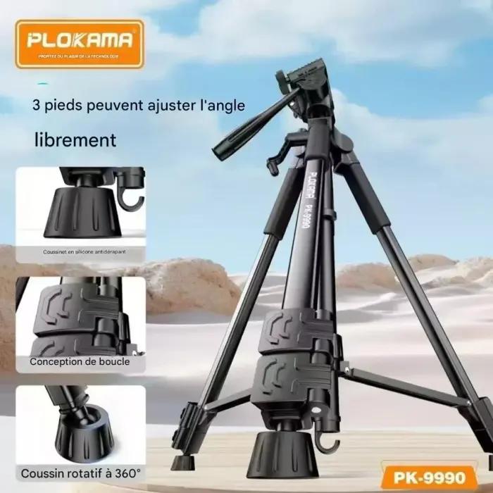Trépied Professionnel PLOKAMA PK-9990 180 Cm – Compatible Appareils Photo, Caméras Et Smartphones thumbnail 13