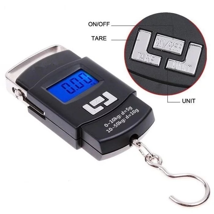 Balance Électronique Portable WH-A08 50 Kg – Pèse Bagages, Colis Et Provisions Avec Écran LCD Rétroéclairé, Fonction Tare Et Crochet En Acier Inoxydable thumbnail 7