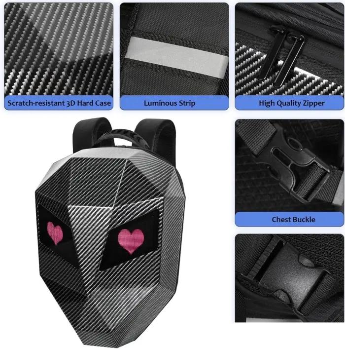 Sac À Dos LED Moto Étanche, Antivol, Écran Personnalisable, Compatible Laptop 15" Modèle 2 thumbnail 2