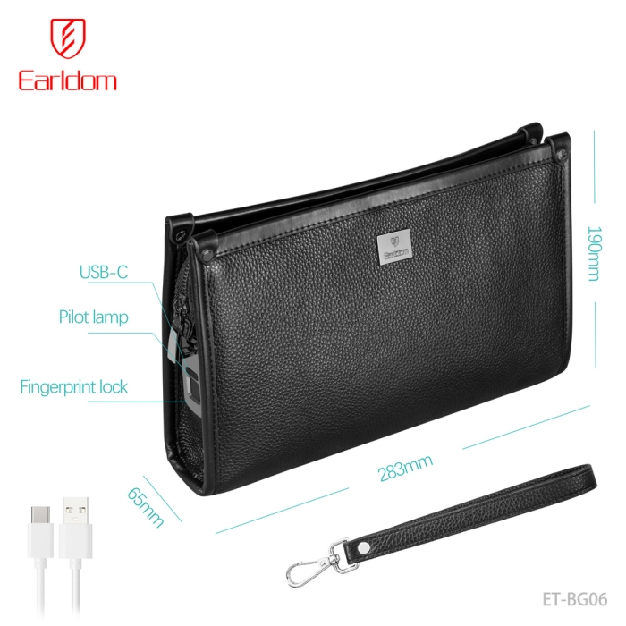 Sac À Main Antivol Earldom ET-BG06 Avec Verrouillage Par Empreinte Digitale – Cuir Résistant, Grande Autonomie thumbnail 3