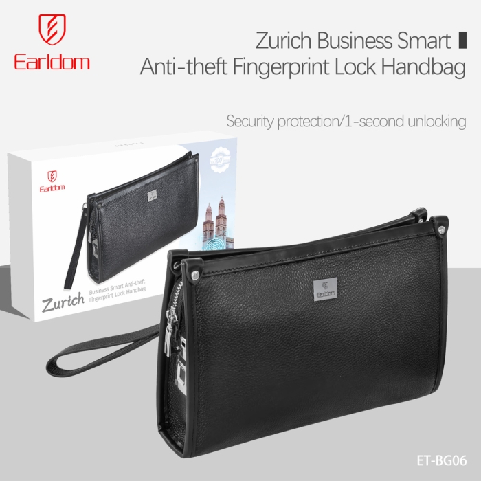 Sac À Main Antivol Earldom ET-BG06 Avec Verrouillage Par Empreinte Digitale – Cuir Résistant, Grande Autonomie thumbnail 9