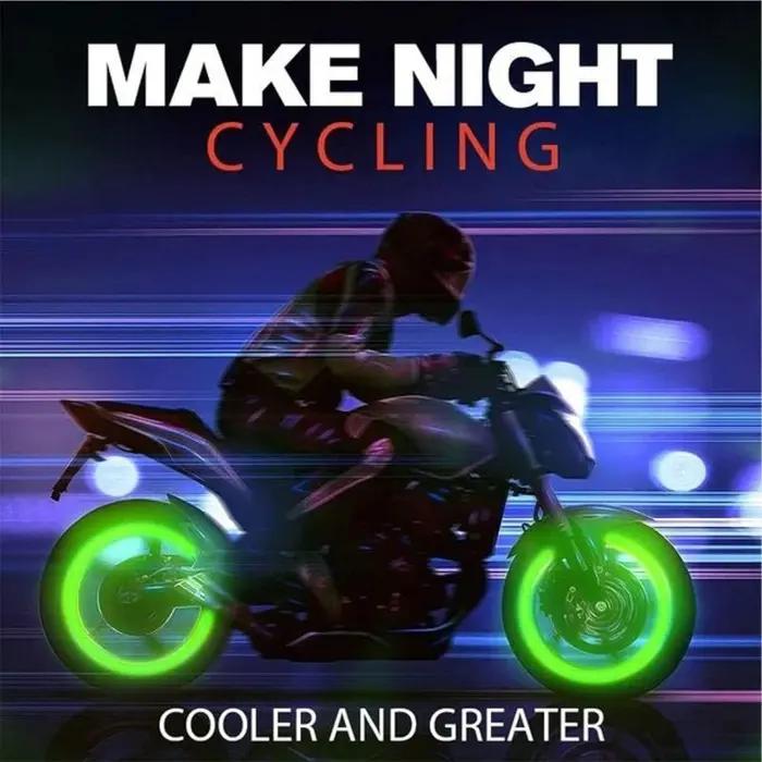 Lot De 4 Bouchons De Valve De Pneu Verts Lumineux Et Fluorescents Pour Voiture, Moto Et Vélo thumbnail 5