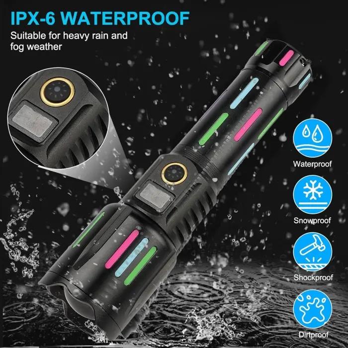 Lampe Torche LED Rechargeable 800 000 Lumens – Tactique, Zoomable, 5 Modes, Étanche IP67 Pour Camping Et Maison thumbnail 2