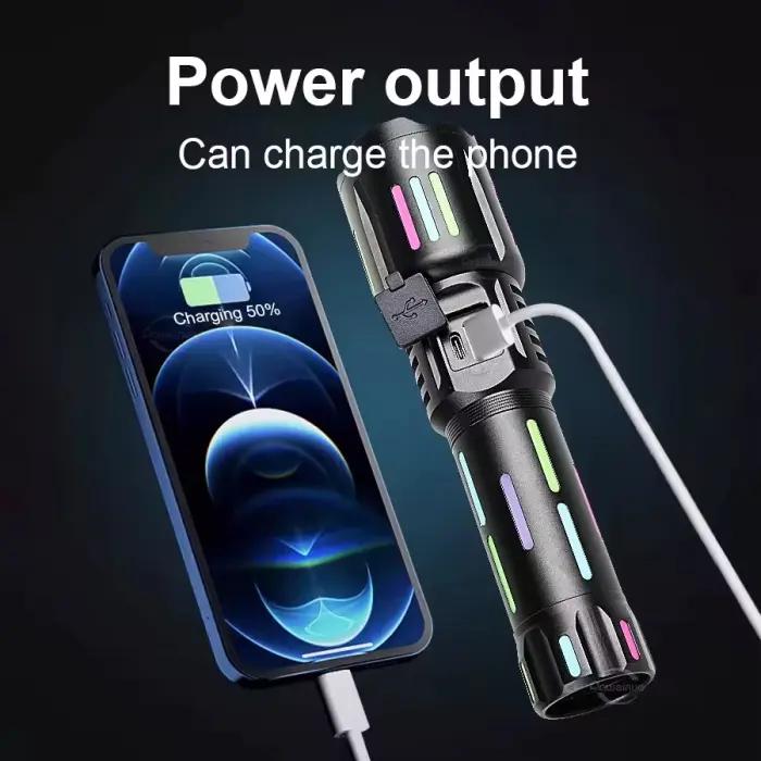 Lampe Torche LED Rechargeable 800 000 Lumens – Tactique, Zoomable, 5 Modes, Étanche IP67 Pour Camping Et Maison thumbnail 3