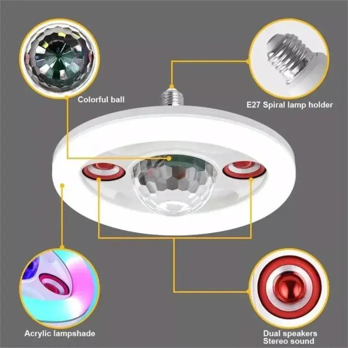 Lampe LED Bluetooth Musicale 48W E27 Avec Télécommande – Éclairage RGB Intelligent Pour Soirées Et Maison thumbnail 20