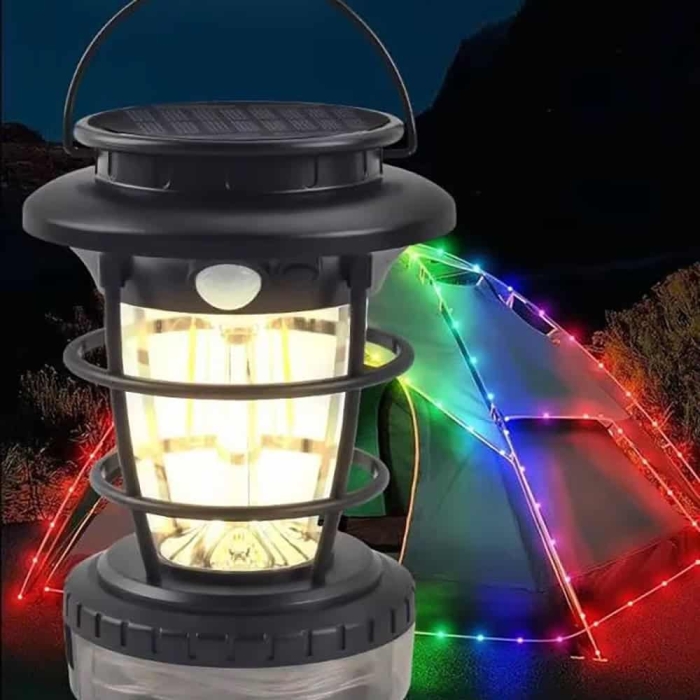 Lampe De Camping Solaire Rechargeable USB Type-C Avec Bande LED RGB 10 M, Capteur De Mouvement Et Éclairage Multifonction IP44 – Modèle JF-8819 thumbnail 2