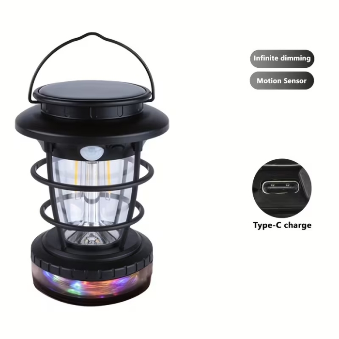 Lampe De Camping Solaire Rechargeable USB Type-C Avec Bande LED RGB 10 M, Capteur De Mouvement Et Éclairage Multifonction IP44 – Modèle JF-8819 thumbnail 10