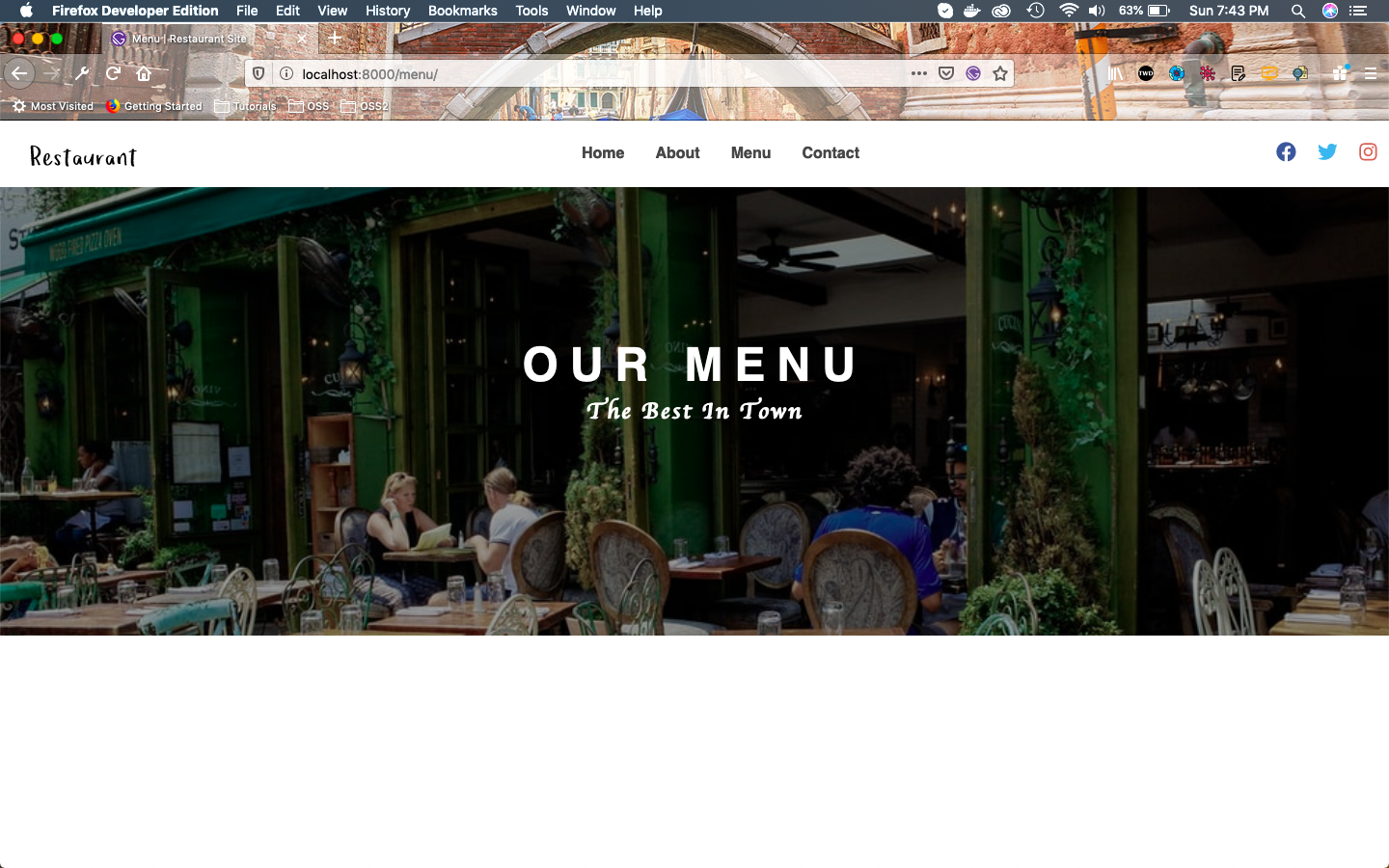 Menu page