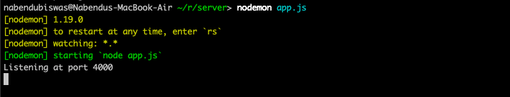 nodemon app.js