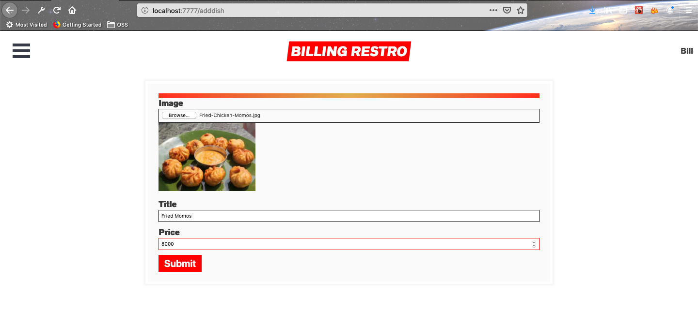 Adding an item
