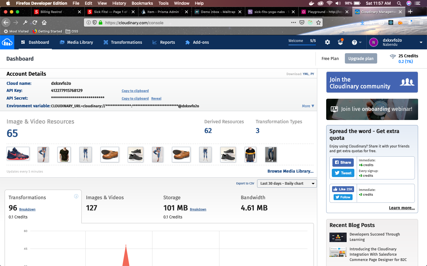 Cloudinary dashboard