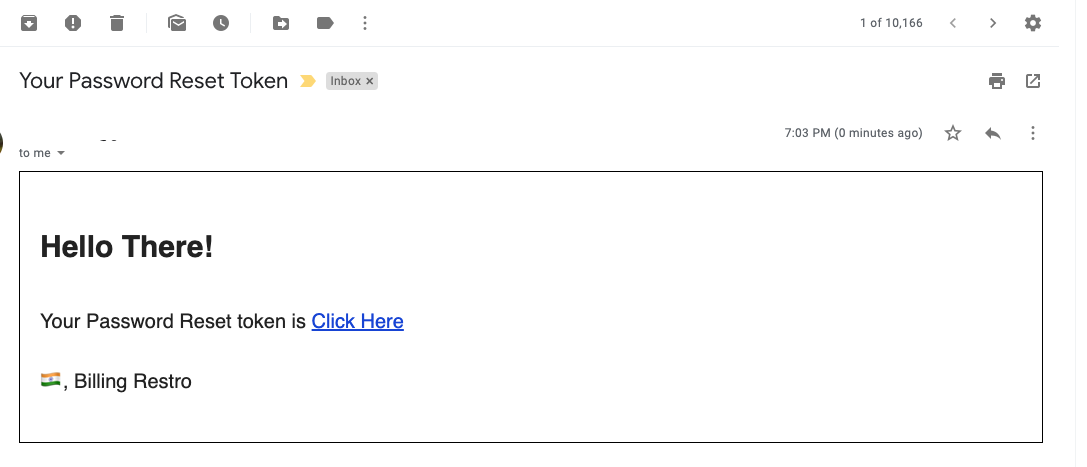 Mail for password reset