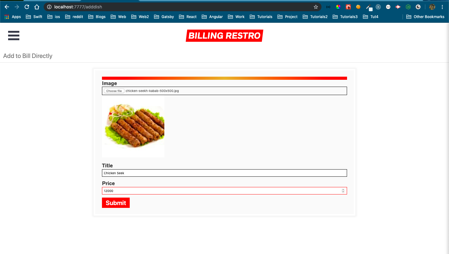 Adding a Dish