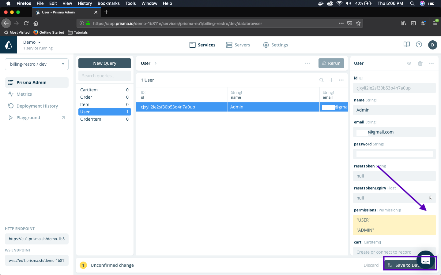 Adding ADMIN privileges