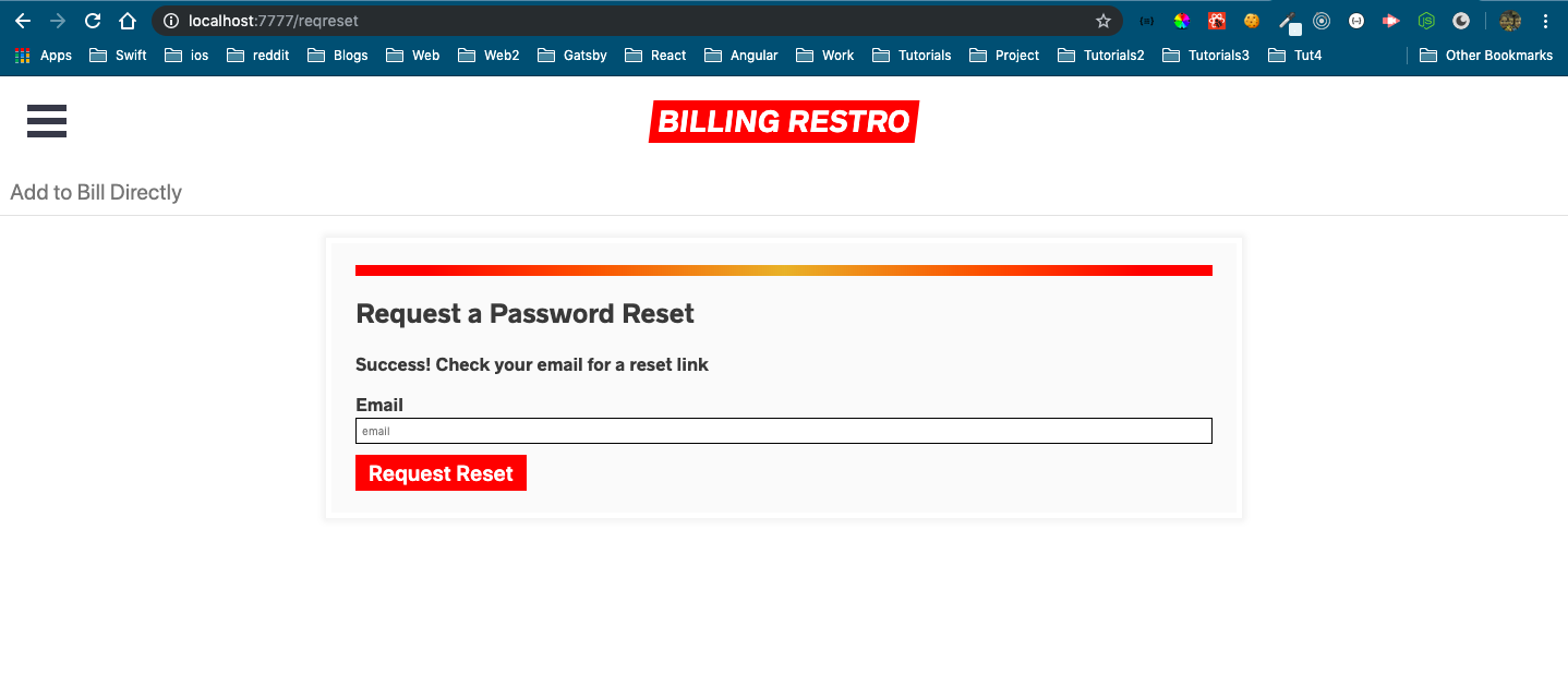 Password reset successful
