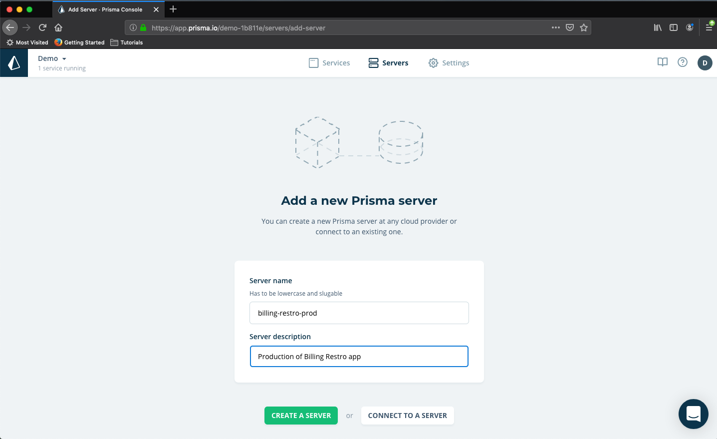 New Prisma Server
