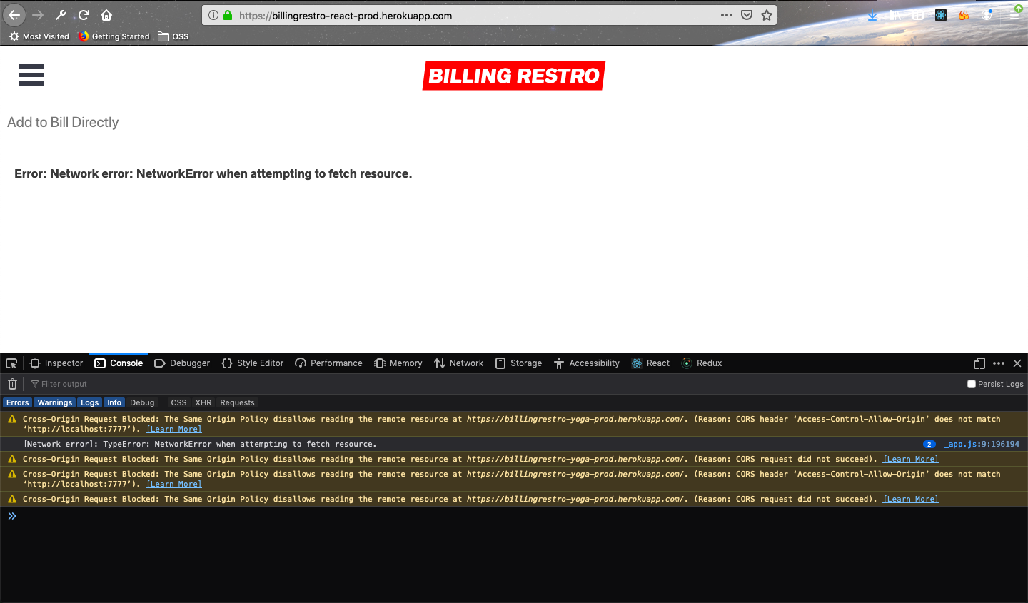 CORS error