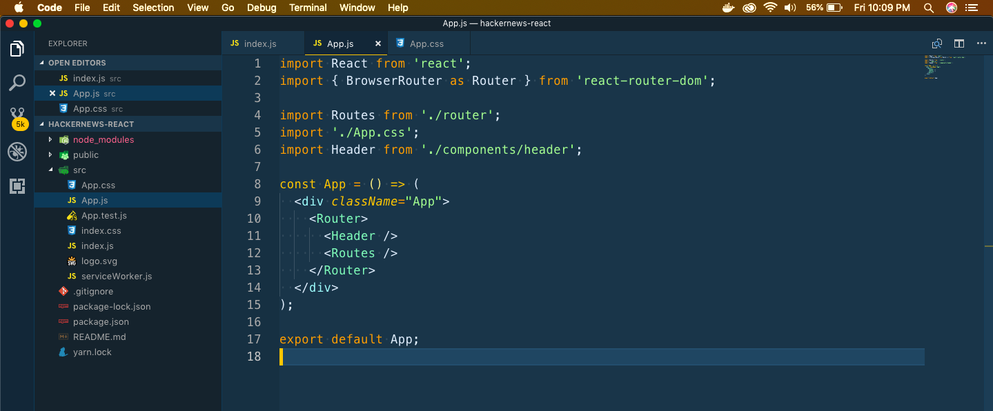 New App.js
